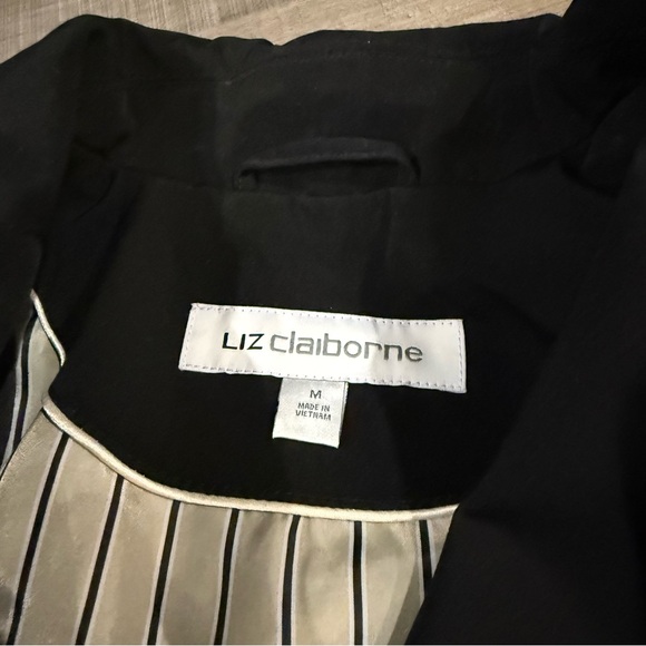 Liz Claiborne Classic Black Trench Coat - Picture 2 of 5